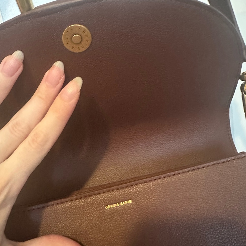 Charles & Keith Brown Shoulder Bag with Gold Buckle - Picture 5 of 9